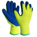 Guantes de invierno flocklined de doble capa de látex con espuma